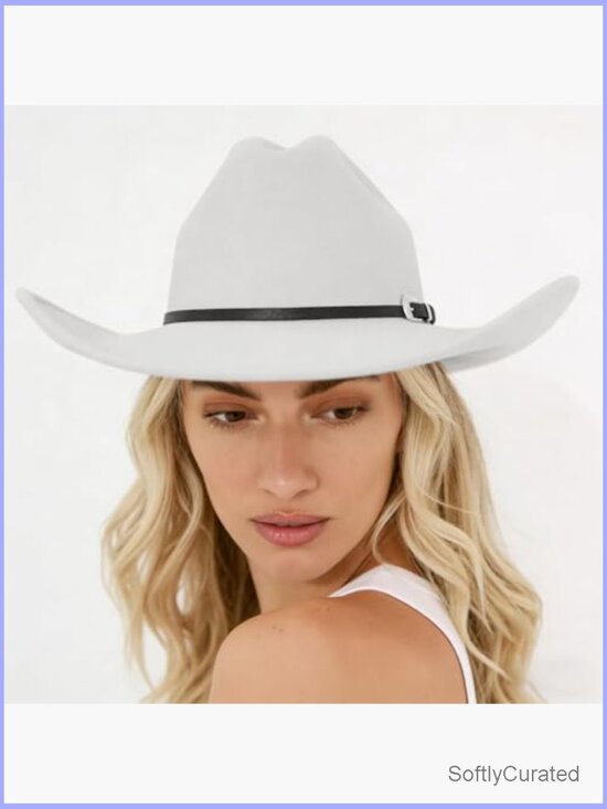 Classic Felt Western Cowboy Hat Wide Brim Unisex Cowgirl Retro Fedora main image 4